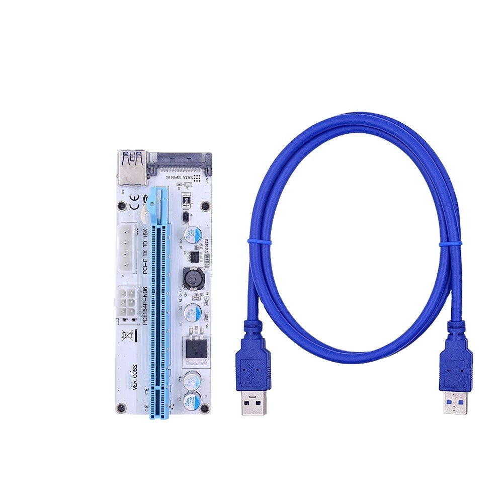 Переходная карта PCI-E 008s PCI express 1x до 16 х 60 см USB 3,0 Удлинительный кабель 6 Pin PCIE силовой кабель для ETH BTC