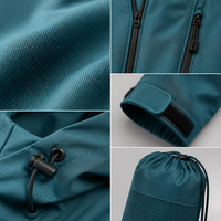 Veste bomber softshell robuste de couleur turquoise pour homme, à capuche, imperméable, coupe-vent, performante, technique, pour le sport de plein air, streetwear