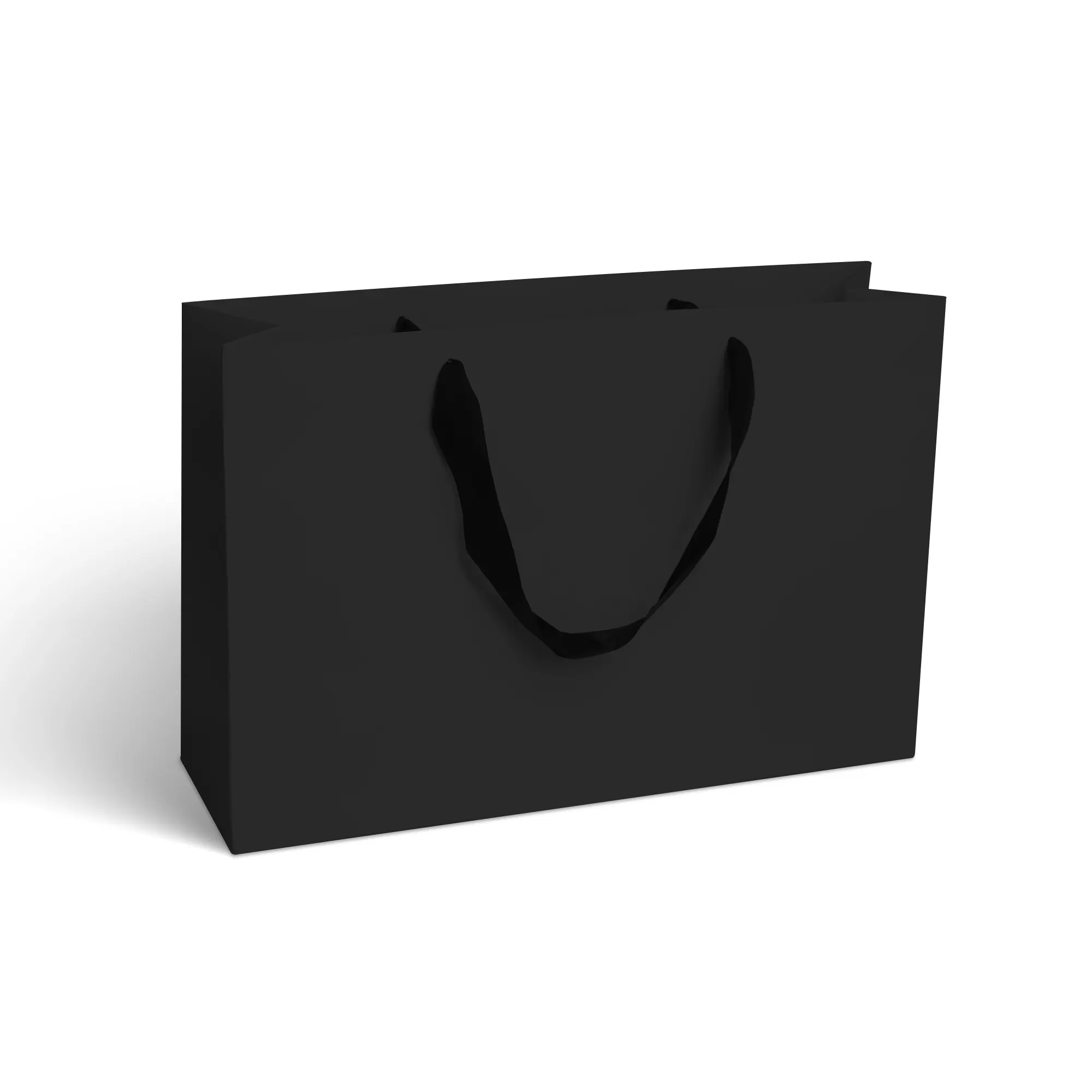 Schwarze handwerkliche Verpackungspapiertüten bedruckt mit kundendefiniertem Logo Papiertüte für Kleidung einkaufen Geschenk Schmuck Wein Großhandel modisch Luxus