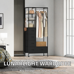 <span class=keywords><strong>Armoire</strong></span> métallique moderne LunarLight, porte-vêtements, <span class=keywords><strong>80</strong></span> cm de <span class=keywords><strong>largeur</strong></span> x <span class=keywords><strong>40</strong></span> cm de <span class=keywords><strong>profondeur</strong></span> x 188 cm de hauteur, 3 tiroirs, grande capacité, meubles pour la maison - Product Image 2