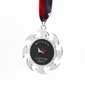 Design personnalisé or argent bronze fléchette forme médaille en alliage de zinc métal prix arts martiaux Kung Fu médailles