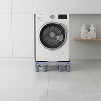 Braket yang Dapat Disesuaikan dan Dipindahkan dengan Roda untuk Mesin Cuci, Rak Penyimpanan Peralatan Laundry, Rak Perakitan