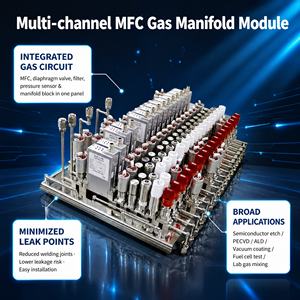 Module de distribution de contrôleur de débit massique semi-conducteur UHP MFC avec panneau de collecteur intégré et diaphragme VCR en acier inoxydable EP 316L - Product Image 1