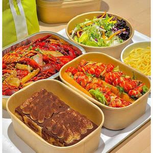 Dùng một lần Takeaway thực phẩm đóng gói <span class=keywords><strong>container</strong></span> nhà máy hình chữ nhật giấy vuông salad <span class=keywords><strong>container</strong></span> bát - Product Image 5