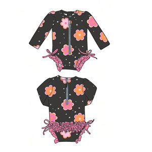 <span class=keywords><strong>Maillot</strong></span> <span class=keywords><strong>de</strong></span> <span class=keywords><strong>bain</strong></span> populaire à manches longues pour bébé, imprimé personnalisé, décontracté, pour nouveau-né, avec volants, fermeture éclair - Product Image 4