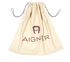 Sacs à cordon en coton beige avec logo imprimé personnalisé - Product Image 4