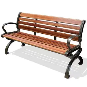 Banc de Patio en bois, pieds en acier inoxydable, chaise carrée d'extérieur, pour parc de jardin, prévente