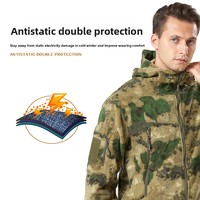 Veste tactique sportive à capuche en polaire chaude en polyester, imprimée camouflage, pour l'extérieur, hiver
