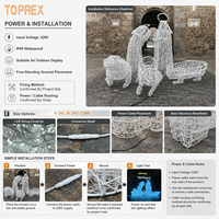 Statues religieuses chrétiennes TOPREX, figurines de la Nativité 3D LED, ensemble de crèches, décorations chrétiennes extérieures de grande taille 2M, 2.5M, 3M