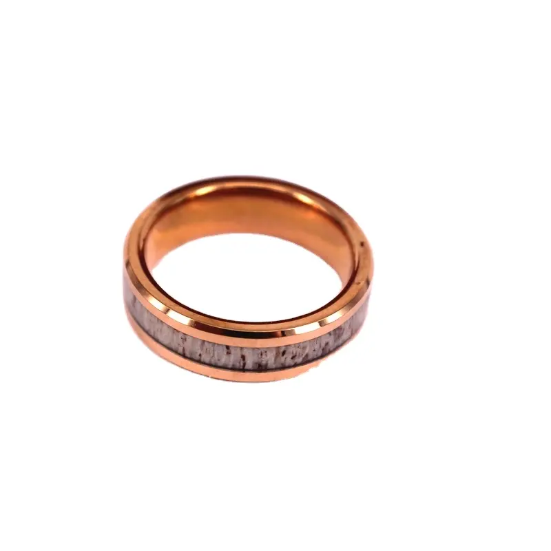 POYA Jewelry 6mm Deer Antler Tungsten Band Rose Gold Tungsten Ring Mens Engagement Tungsten Ring