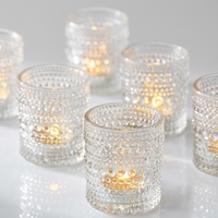 Vente en gros de pots à bougies en verre perlé transparent vides pour décorations de mariages et de fêtes à prix d'usine direct