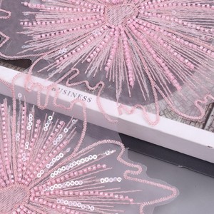 LS869 Renda de Organza com Bordado de Flor Grande de 19cm, Acessórios de Vestuário DIY com Borda de Lantejoulas - Product Image 3