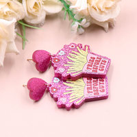Ers840er1816 1 Paar Top Mode Cn Drop Frietjes Voor Jongens Schattige Valentijn Cadeau Acryl Glitter Oorbellen Sieraden Voor Vrouwen