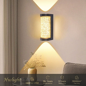 Lampada da parete a LED in cristallo, moderna e semplice, a doppia testa, con illuminazione verso l'alto e verso il basso, per camera da letto, soggiorno, balcone, lampada decorativa a LED. - Product Image 1
