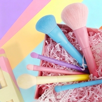 JLY Juego de 6 Brochas de Maquillaje Multicolor con Caja de Regalo, Pelo Sintético Suave, Herramientas Cosméticas Portátiles para Rostro y Ojos, Mini Set de Brochas de Maquillaje