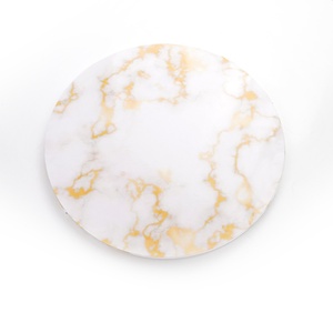 Base Redonda de MDF para Pastel, Personalizada, con Diseño de Mármol y Lámina Dorada, en Blanco, en Oferta - Product Image 2