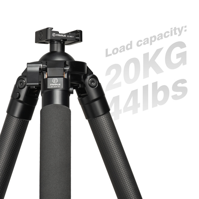FANAUE HT-3630-65 Professional 20kg Load Capacity Carbon Fiber Tripod 4 Section 36mm Tube Integrated Ball Head Video Camera