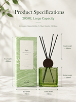 Diffuseur de parfum liquide premium 200 ml avec 5 bâtonnets en fibre, parfum d'ambiance de luxe longue durée, bouteille en verre écologique pour salle de bain et chambre