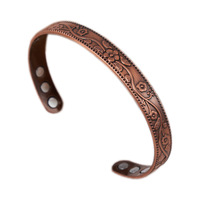 YL Vintage Antique Rouge Cuivre Bracelet Temu Fleur De Prunier Aimant Réglable Antique Fleur Anneau Costume pour Hommes À La Mode Bracelets