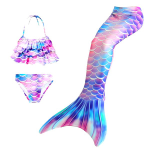 Conjunto de Tankini de 3 Piezas para Niñas, Diseño de Cola de <span class=keywords><strong>Sirena</strong></span>, Secado Rápido, Estampado Suave, Poliéster, para Playa, Verano - Product Image 3