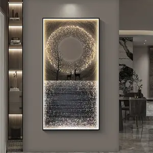 Venda quente Moderna Minimalista Animal Art Porch Crystal Porcelain Home LED Background Wall Animal Art Painting for Living Room