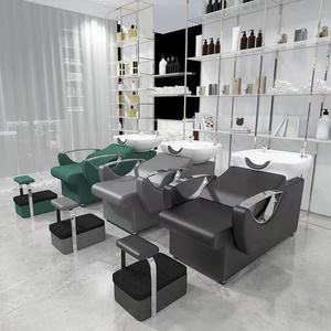 Sillón de Barbería Semi Reclinable con Lavabo de Cerámica y Reposapiés - Product Image 2