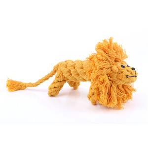 Handmade Woven Pet Cotton Rope Toy Gnawing Molars Teeth Cleaning Toy Lion dog toy