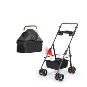 Tekerlekler ile lüks taşınabilir evcil hayvan taşıyıcı köpekler kediler seyahat için katlanabilir ve ayarlanabilir hafif su geçirmez yıkanabilir özelliği - Product Image 5