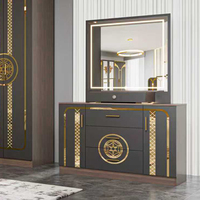 Ensemble de meubles de chambre à coucher de luxe moderne turc, lit double, chambre adulte, rangement domestique, cadre en bois, ensembles de chambre king size