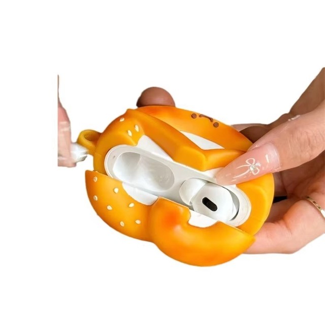 3D Funny Pretzel Case Cover Shell for Apple Airpods 4 Accessories Bread Case 2025 New