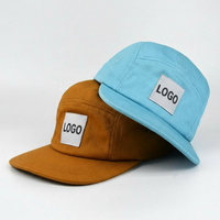 Casquette de camping bio à 5 panneaux avec logo personnalisé tissé OEM |   Casquette de sport et de camping unisexe à personnaliser au design épuré