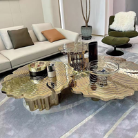 Table basse moderne de luxe en or, en acier inoxydable, meuble central pour salon, villa, hôtel, décoration de maison haut de gamme