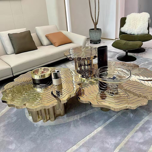 Mesa de Centro Moderna de Lujo en Oro, Mueble de Acero Inoxidable para Sala de Estar, Villa, Hotel, Decoración de Hogar de Alta Gama - Product Image 2
