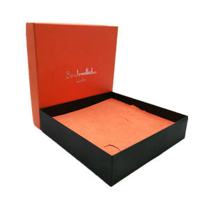 Boîte à bijoux de luxe personnalisée en carton carré à deux pièces, écologique, certifiée FSC, orange, pour la Saint-Valentin - Product Image 4