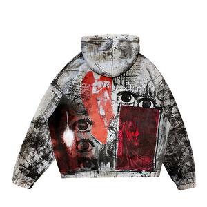 Vestes à capuche zippées en molleton de coton épais anti-plis, style hip-hop urbain, personnalisables en gros et de haute qualité - Product Image 2