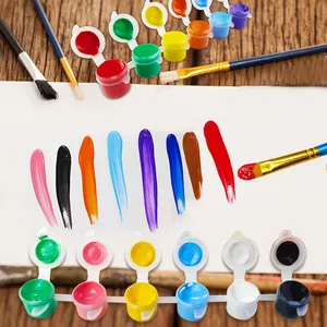 KHY 3ML 24 renkler çocuklar kiti toptan Mini çocuk şerit Diy numarası tuval renk boyama seti ile yetişkin için akrilik boya tencere