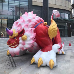 Statue <span class=keywords><strong>de</strong></span> lion porte-bonheur, sculpture <span class=keywords><strong>de</strong></span> lion gardien chinois en <span class=keywords><strong>fibre</strong></span> <span class=keywords><strong>de</strong></span> <span class=keywords><strong>verre</strong></span>, grande sculpture <span class=keywords><strong>de</strong></span> dessin animé pour l'extérieur, centre commercial, place publique - Product Image 1