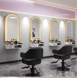 Espejo de Lujo para Barbería y Salón de Belleza, Dedicado al Teñido y Planchado, con Luz, Calentamiento y Gabinete Colgante de Pared - Product Image 5