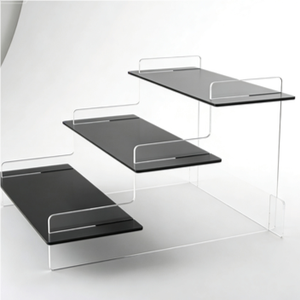 Espositore a gradini moderno minimalista in acrilico - Ripiano lucido da banco per esposizioni in negozio, cosmetici, profumi, oggetti da collezione - Product Image 6