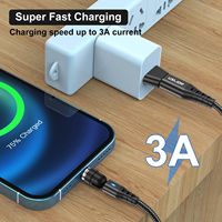 Câble USB magnétique à charge rapide 3A 3-en-1 en nylon tressé pour synchronisation des données iPhone Android Type C Appareil photo Lecteur MP3