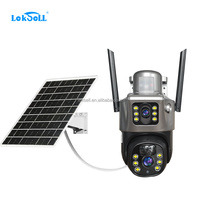 Caméra IP CCTV sans fil à double objectif 6MP 3K, 3,5 pouces, alimentée par énergie solaire, alarme intelligente, faible consommation d'énergie, caméra PTZ, mémoire/carte SD
