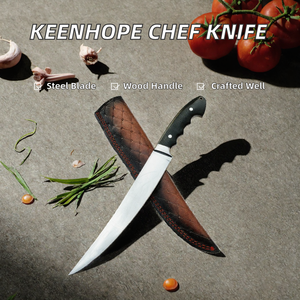 Cuchillo de Chef Japonés Damasco Hecho a Mano de 14 Pulgadas con Núcleo de Acero VG10, Mango de Micarta y Funda de Cuero Profesional - Product Image 2