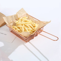Nouveau panier à frites en fer avec poignée, mini passoire créative en maille pour la présentation des aliments sur le bureau