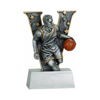 Weivista Trophée de basket-ball en résine de triade en bronze doré antique