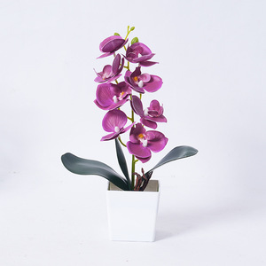 Orchidée Phalaenopsis en soie de 28 cm, plante artificielle en pot réaliste, décoration pour la maison, fête des mères, Yiwu Datuo Florist - Product Image 4