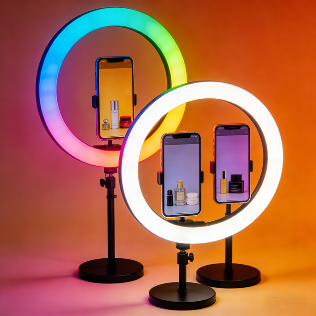Qiniu LED Ring Light Heavy-Duty Aluminium Alloy Circular Base 22" Dimmable Adjustable Color Temperature Remote Control 80W