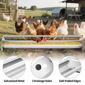 Mangeoire à poulet en <span class=keywords><strong>acier</strong></span> <span class=keywords><strong>galvanisé</strong></span> robuste avec barre transversale, mangeoire à volaille de grande capacité pour canards, oies, dindes, pigeons - Product Image 3