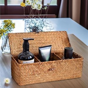 Panier de rangement en rotin écologique, en <span class=keywords><strong>osier</strong></span>, en herbe de mer, pour comptoirs, placards, étagères, commode, panier en herbe de mer tissé - Product Image 2