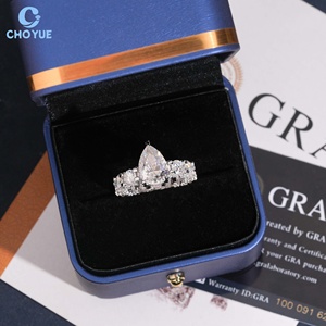 Hip Hop <b>for</b> <b>Men</b> Jewelry Moissanite Engagement <b>Ring</b> Pear Cut Pave Setting 925 Silver Rhodium Plated Women's Luxury Jewelry - Product Image 5