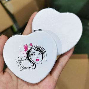 Wholesale Folding Small Cosmetic Mirror Pu Leather Makeup Mirrors Double Side Heart Shaped Portable Make up Mirror - Product Image 3